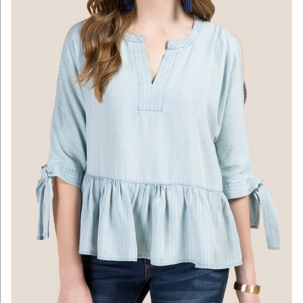 Split Sleeve Peplum Blouse (NWOT)